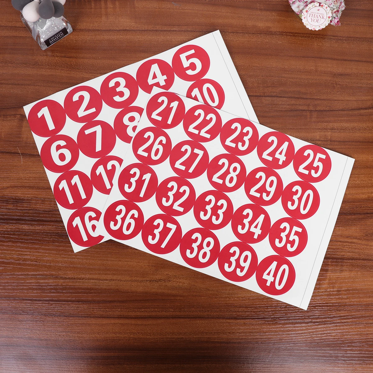 40Pcs Number Stickers Self-Adhesive Decorative Markers for Bags Boxes Festive Packaging Christmas 1-40 Number Stickers