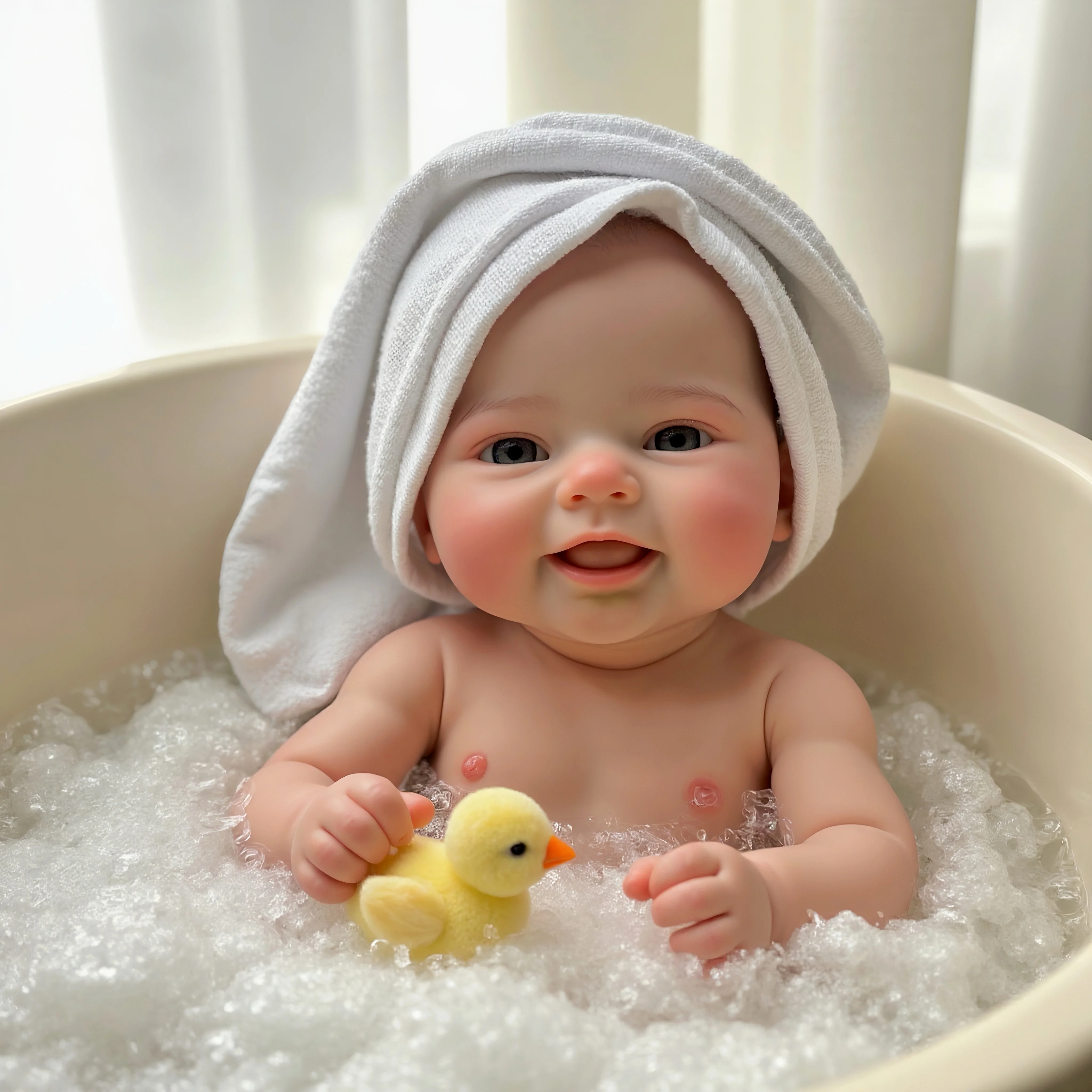 Aizwa1 16 Inch Realistic Newborn Bebe Emmy | Handmade Solid Silicone Reborn Girl | Soft-Touch Doll