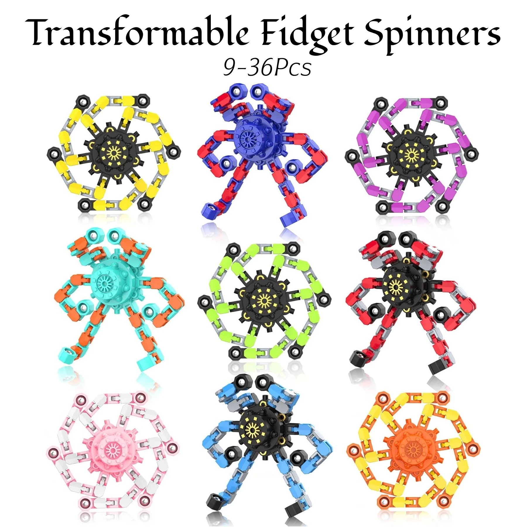 

9-36 шт. трансформируемые спиннеры, игрушки-непоседы для взрослых, сенсорные игрушки для детей с аутизмом, робот-спиннер для дня рождения, вечеринки