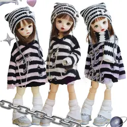 1/6 Bjd Doll Hole Sweater Versatile Pants Academy Style Jk Pleated Skirt Stripe Versatile Scarf For Girl Birthday Gift Mini Toys