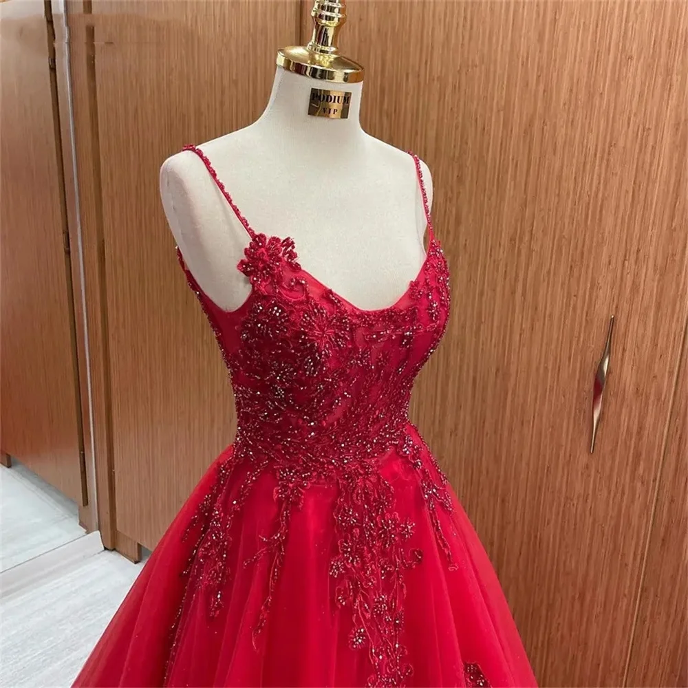 Jessica Red Wedding Dress Luxurious Beading Prom Dresses Bride Wedding Custom Dress Princess Coming Of Age Ceremony PartyDress