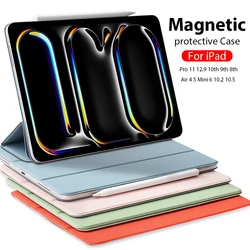 Capa magnética para iPad Pro, Capa Acessórios, Funda para iPad Pro 11, 12.9, 13, 2024, Air 4, 5, 10ª Geração, Mini 6, 7th, 8th, 9th, 10.2