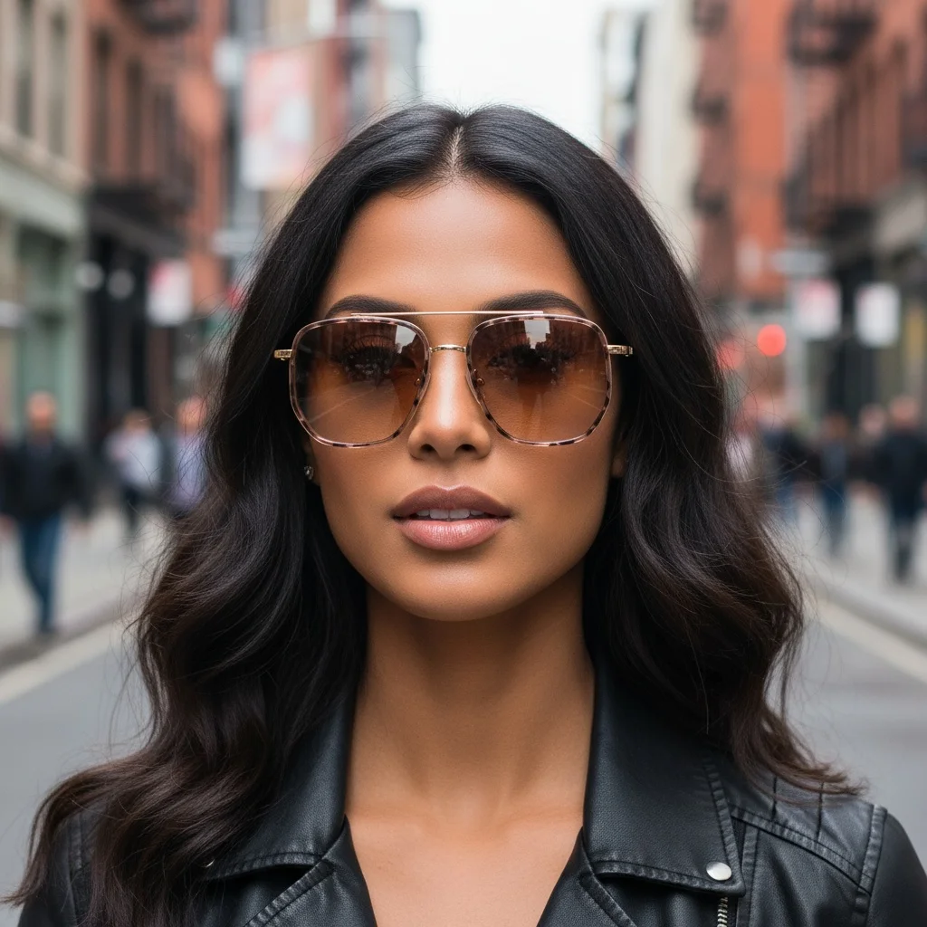 Neue quadratische Sonnenbrille, Retro-Sonnenbrille zum Fahren, modische Doppel-Steg-Sonnenschutzbrille für Damen und Herren 2549