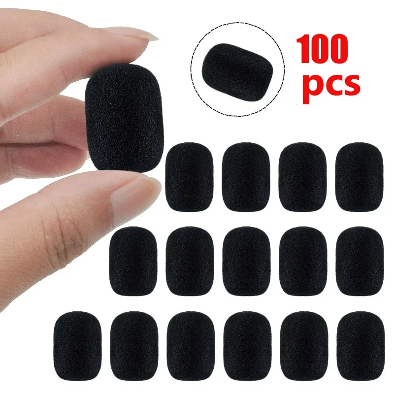 15/100PCS Microphone Replacement Foam Microphone Windscreen Headset Cover Telephone Headset Mic Cover Windshied Headset Foam