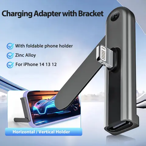 Lightning Charging Adapter With Foldable Stand Lightning Male to Type-C Female Converter OTG Adapters For iPhone 14 13 12 11 Pro