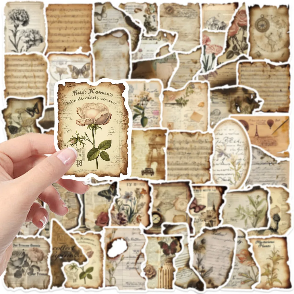 50 pegatinas de grafiti con fragmentos quemados Vintage, calcomanías decorativas impermeables para guitarras, cuadernos y equipaje, tienda de AnimeWorlds DIY