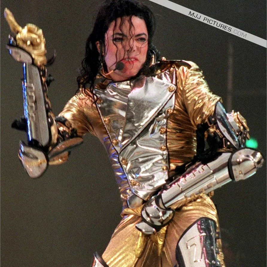 Impersonator Michael Jackson Costumes Golden Punk Metal Silver Handmade Stainless Steel History Concert Armor