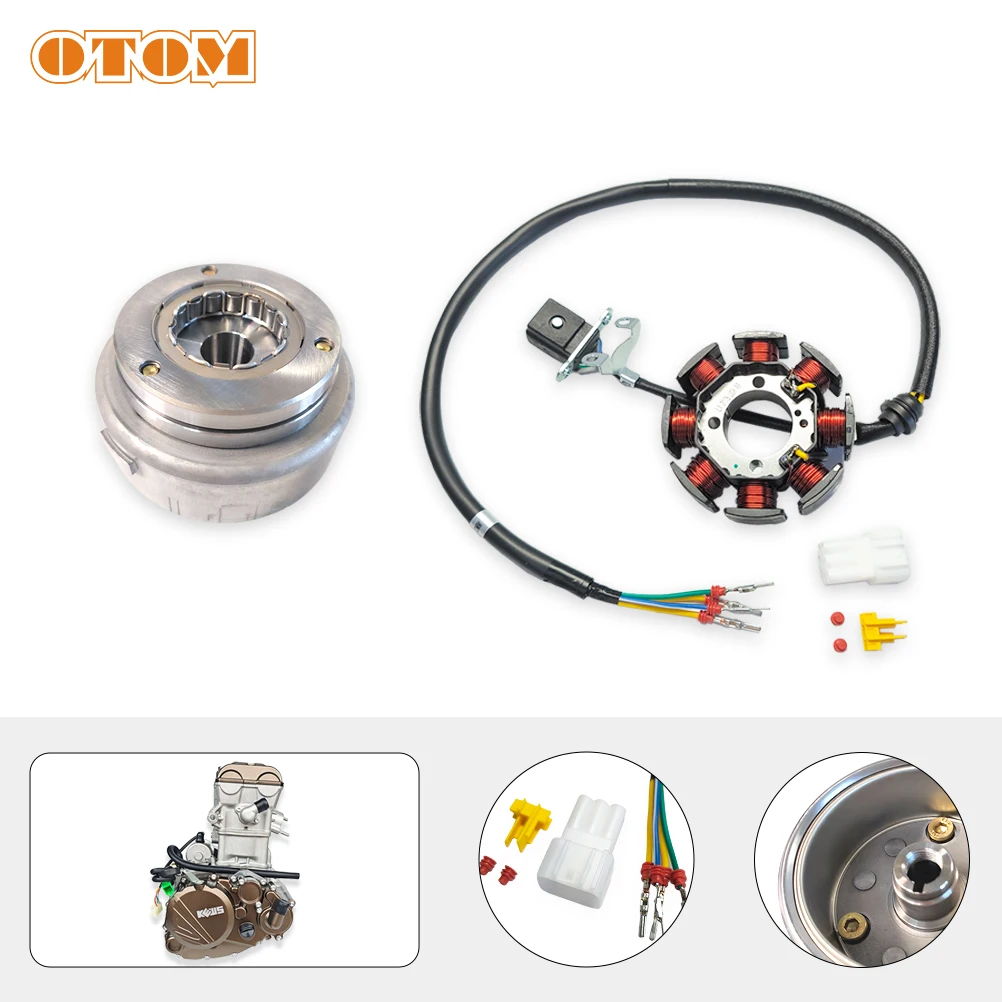 

OTOM 8 Pole Magnetic Coil Stator Rotor Kit For LONCIN YBS300/YB300H/YB250R 250cc 300cc Motorcycle Engine Parts Pole Stator Coil