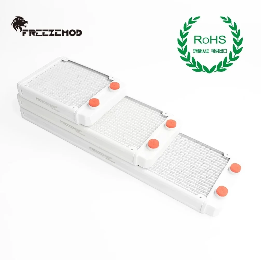 FREEZEMOD-radiador de 240mm, disipador térmico de aluminio blanco, rosca de refrigeración por agua G1/4, Enfriador de líquido, 17 aletas de cresta de onda, ROHS SR-LPZJ240