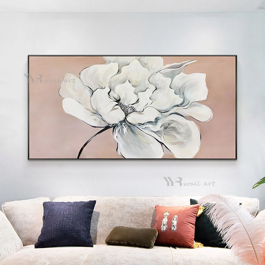 

Fresh Flower Bedroom Bedside Decoration Painting Handmade Canvas Wall Art Oil Painting Living Room Restaurant European New Mural