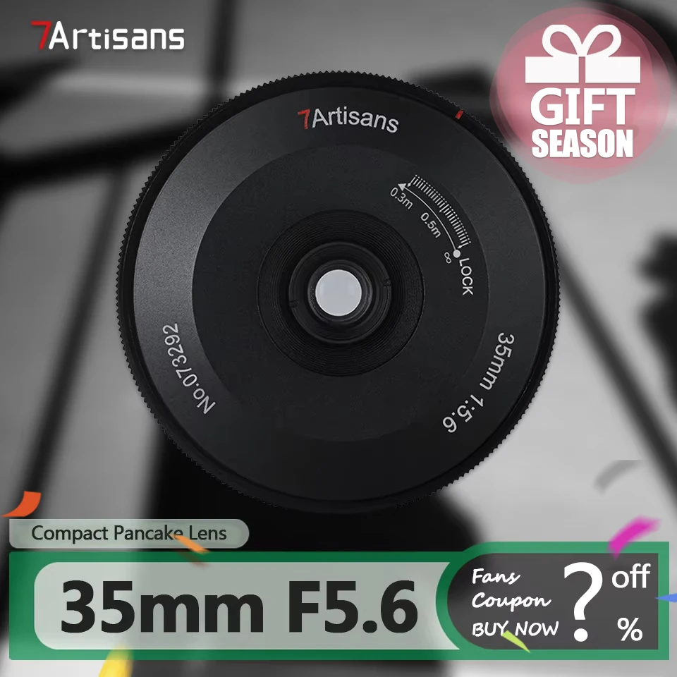 7artisans MF Full Frame 35mm F5.6 Ultra-thin Pancake Lens for Camera Photography with Sony E A6400 Nikon ZFC Canon RF L Mount