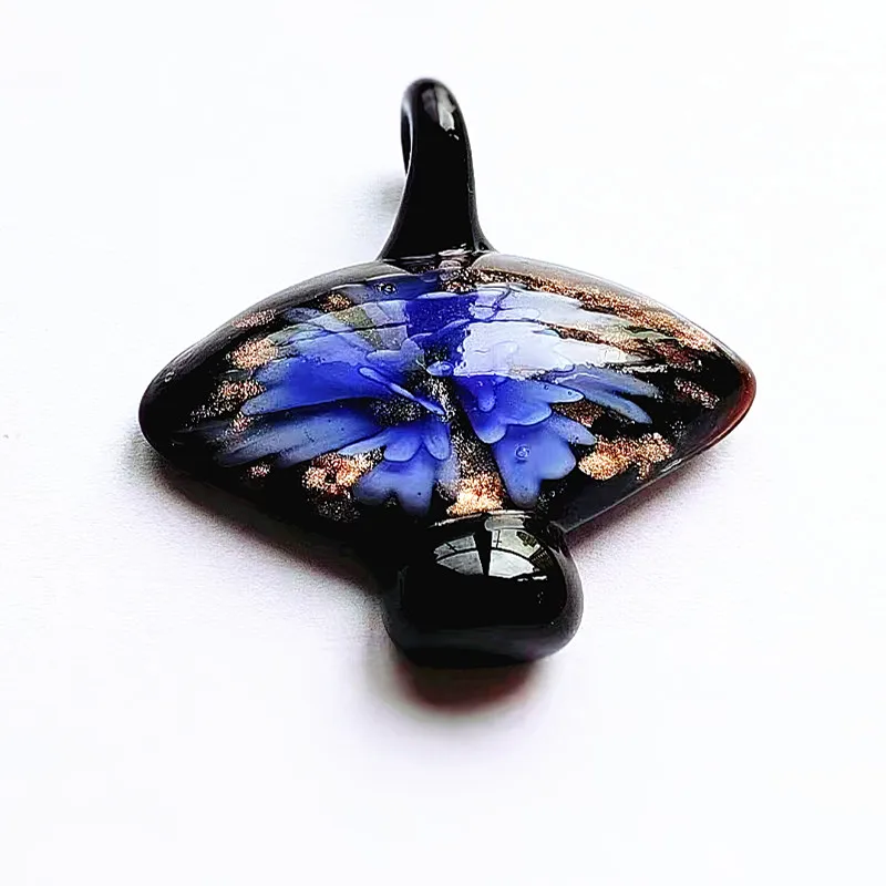 Handmade Murano Lampwork Glass 45*30MM Flower Liuli Pendant Fit Necklace  LL02