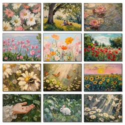 Spring Academy Wind Plant Flowers Daisies Tulip Butterfly Bees Retro Poster Canvas Paintings Wall Art Pictures Home Decor