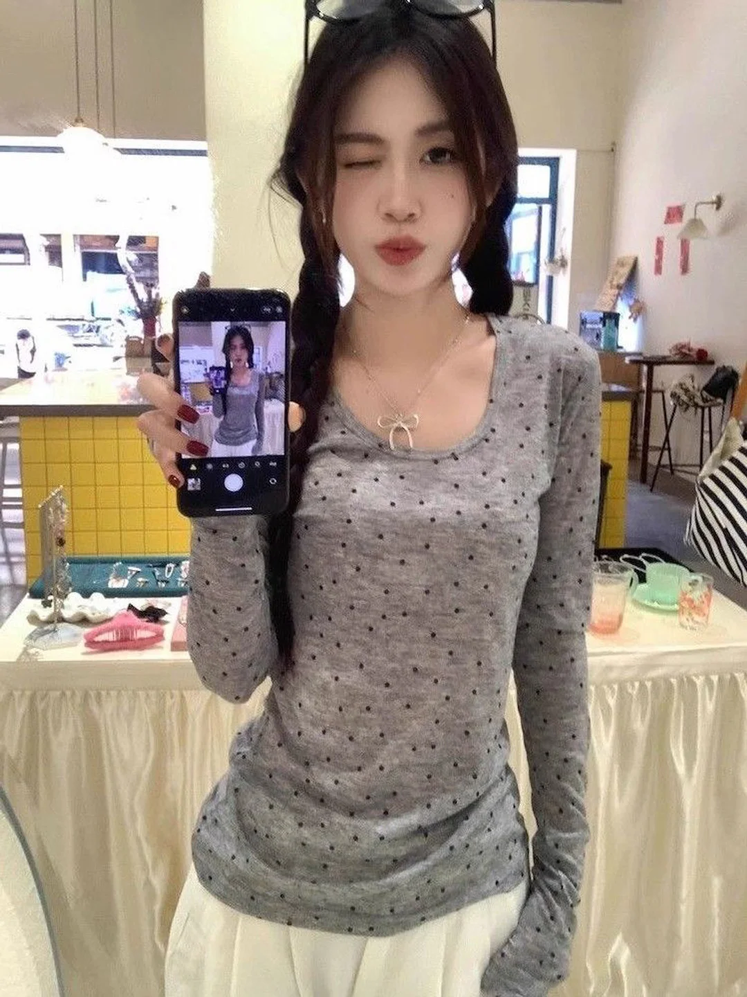 

Женская летняя трикотажная футболка с длинным рукавом в горошек, облегающая, базовая, для ношения под одеждой, с защитой от солнца