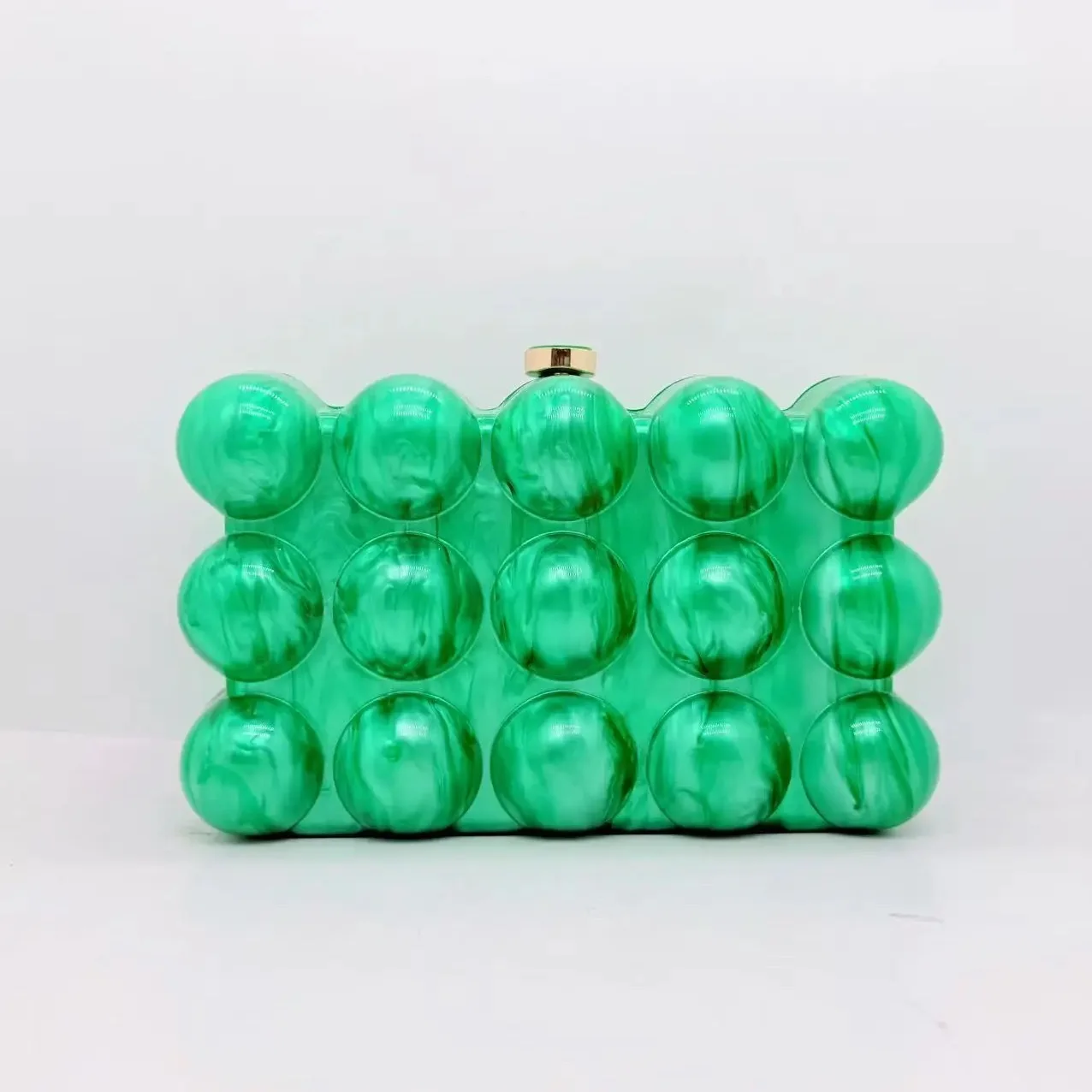 

Women Luxury Designer Bag Acrylic Bubble Clutch Bags Party Box Purse Dots Wave Pearl Green Female Beach Pro Evening Handbag