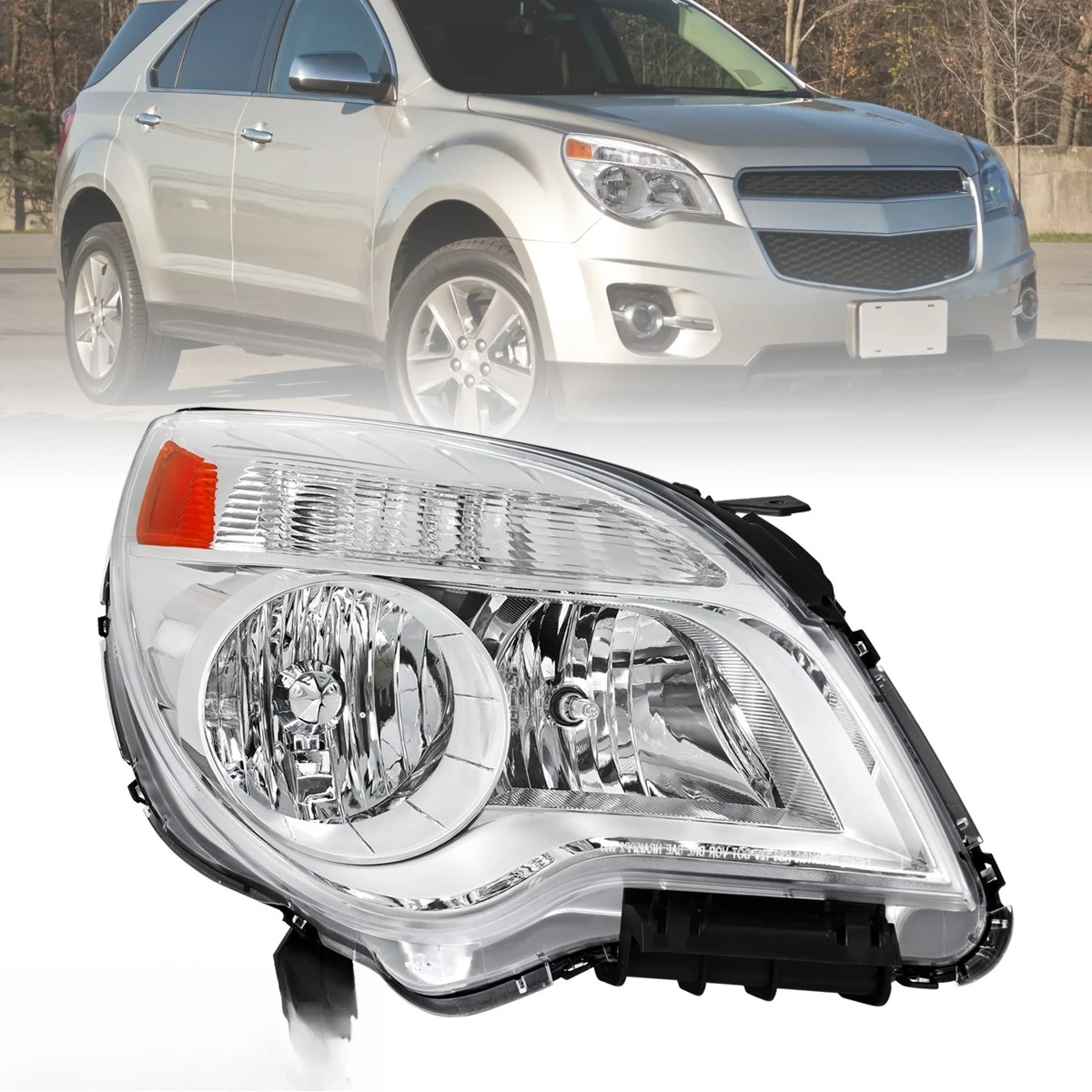 

Right Side Headlight Fit 2010-2015 Chevy Equinox LT LS Halogen Lamp Replacement