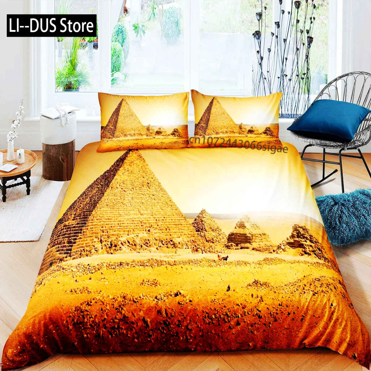 

Egyptian Pyramids Duvet Cover King Size Adult Ancient Egypt Tribal Bedding Set African Vintage Exotic Camel Desert Quilt Cover