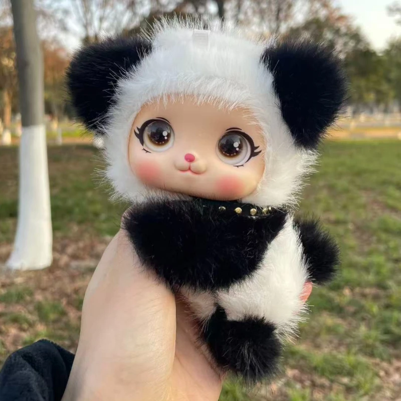 Neue Panda-Vinylpuppe, Kawaii Flauschiges Plüschtier, Heimdekoration, Geburtstagsgeschenk für Kinder, Begleiter für Erwachsene, Plüschspielzeug