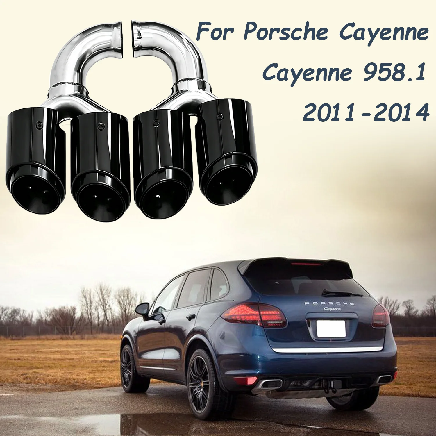 Quad-Auspuffblenden für Porsche Cayenne 958.1 92A V6 2011-2014 GTS Upgrade 304 Edelstahl Direktanpassung Schalldämpfer Endrohrdüse