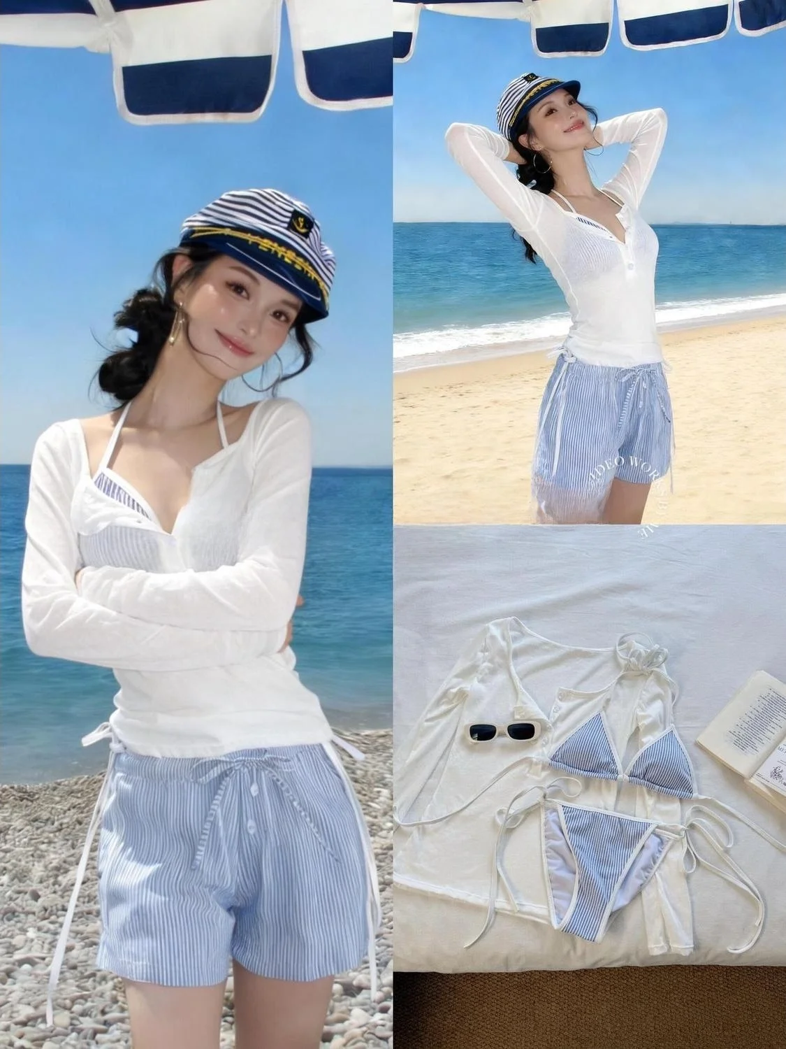 

Slimming Bikini Korean Sle Ins Trendy Hot Springs Swimsuit Women's Holiday Sle Meat Cover Sexy Beach Wear Polyester Material