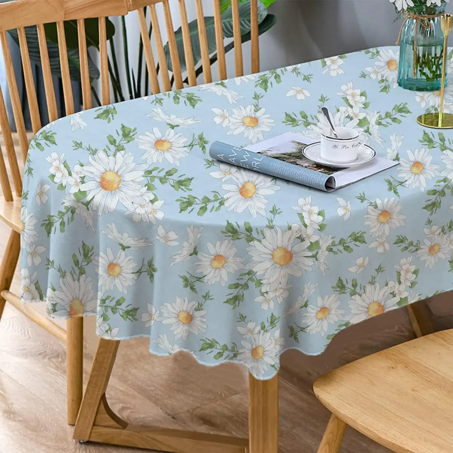Pink Flowers Print Rectangle Tablecloth Table Decor Spring Summer Waterproof Table Covers for Kitchen Dining Wedding Party Decor