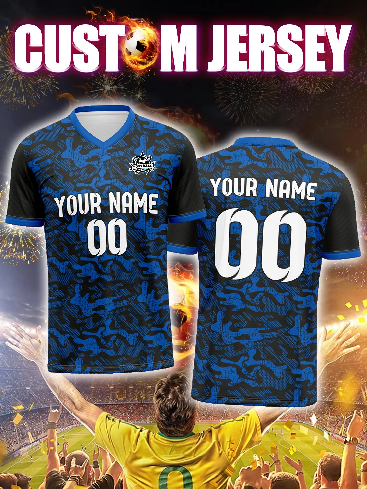 

Спортивная футболка с V-образным вырезом для взрослых и детей, с индивидуальным именем и номером, быстросохнущая, модная, с сублимационной печатью, 2026