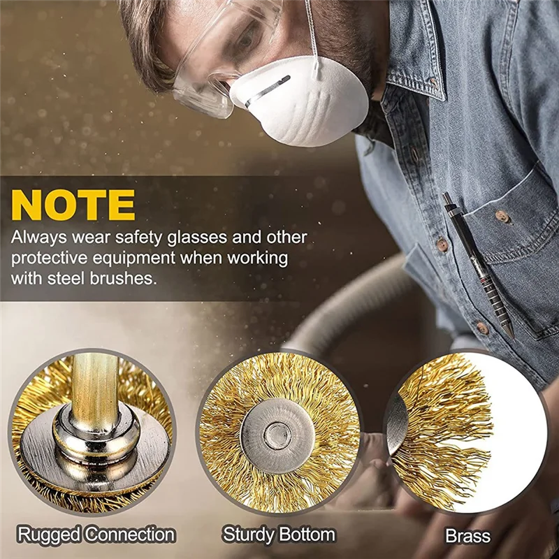 -ABJZ Juego de cepillos de alambre de 90 piezas Juego de cepillos de pluma con ruedas de alambre de latón para eliminación de óxido, pulido y pelado
