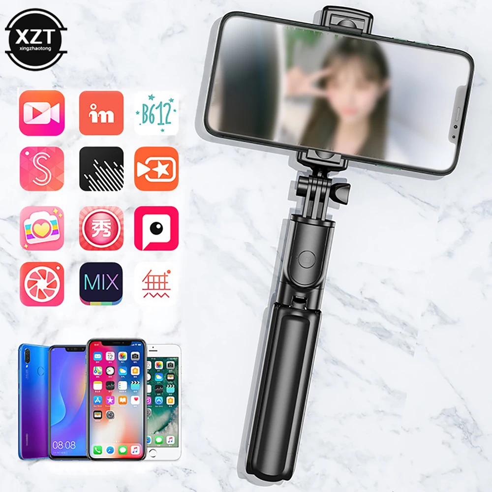 Tripé sem fio dobrável Mini Selfie, monopé com obturador Bluetooth, controle remoto para iPhone 11, 12, Xiaomi Smartphone, 3 em 1, novo