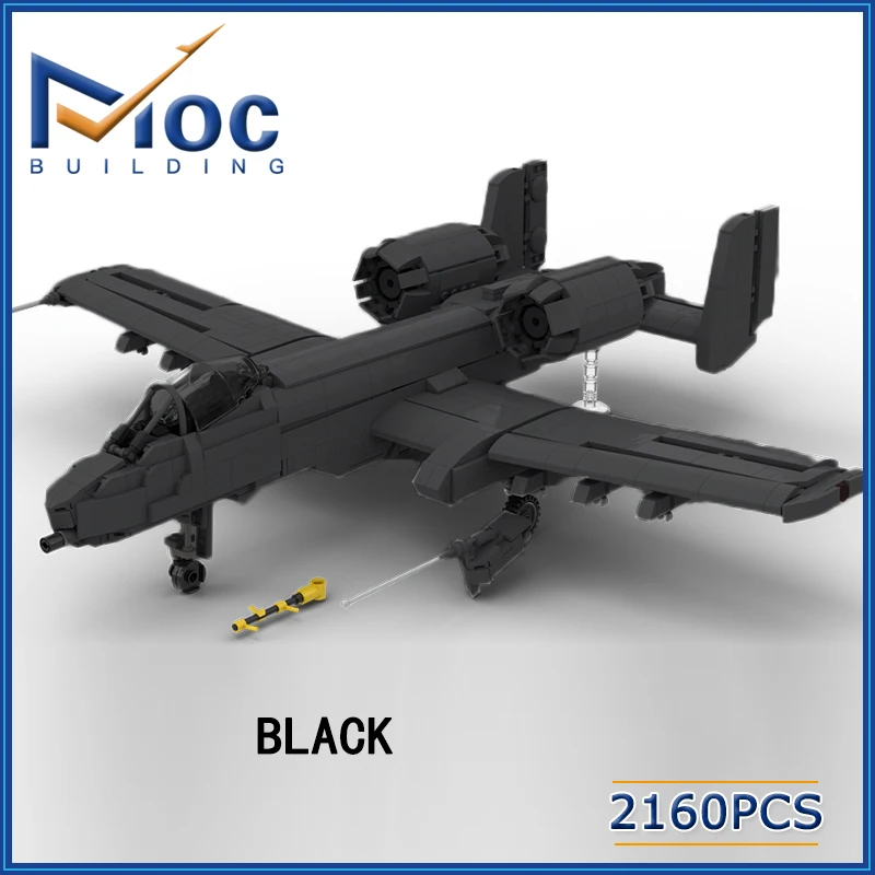 

2466PC Black Fighter A-10 Warthog Aircraft Building Blocks Assemble DIY Educational Airplane Model Bricks MOC Toys Children Gift