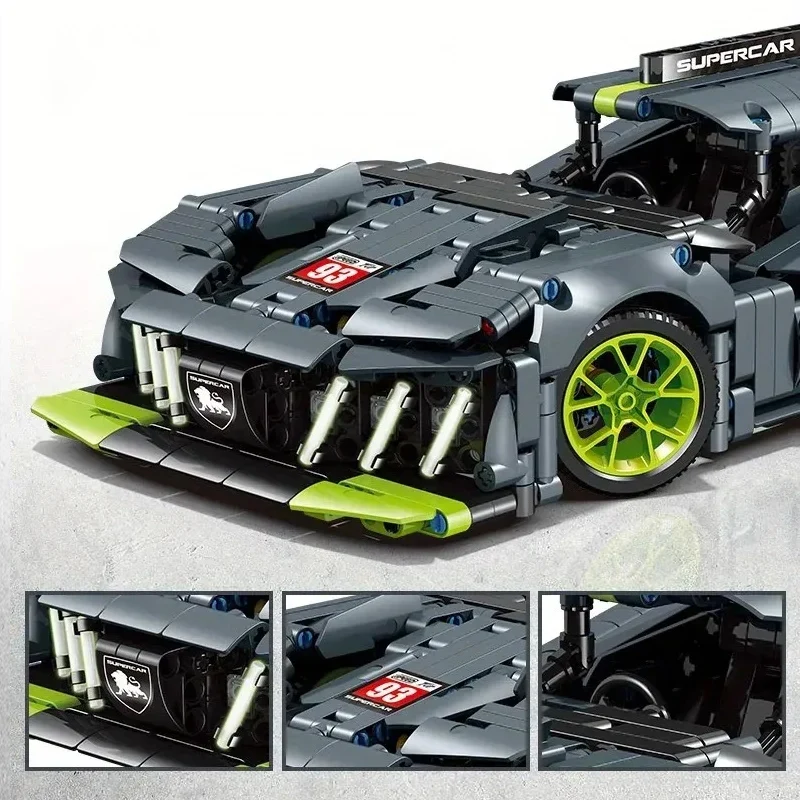 NEW1280PCSการวิเคราะห์9 × 8 Le Mans Hybrid Hypercar 1:14 Scale Building Blocksความเร็วรถแข่งประกอบอิฐของเล่นของขวัญ