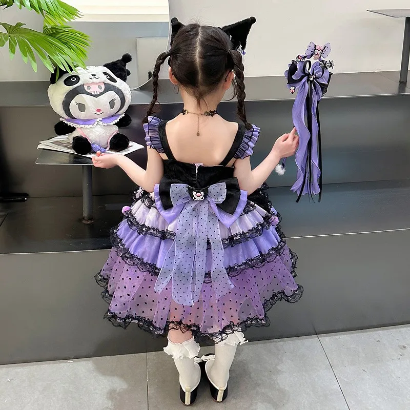 2024 Sanrio Cosplay abiti da principessa Kuromi Lolita primavera autunno Costume per bambini vestito gonna gonfia vestito carino ragazze stile regalo