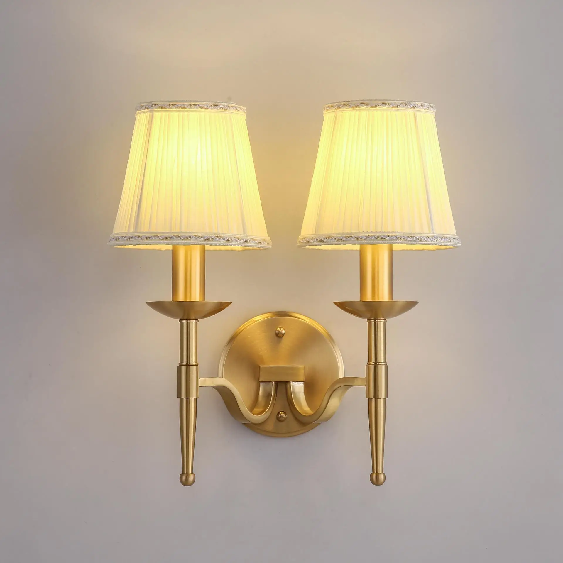 Todo cobre, premium, americano, simple, lujo ligero, sala de estar, TV, pared de fondo, lámpara de pared, retro