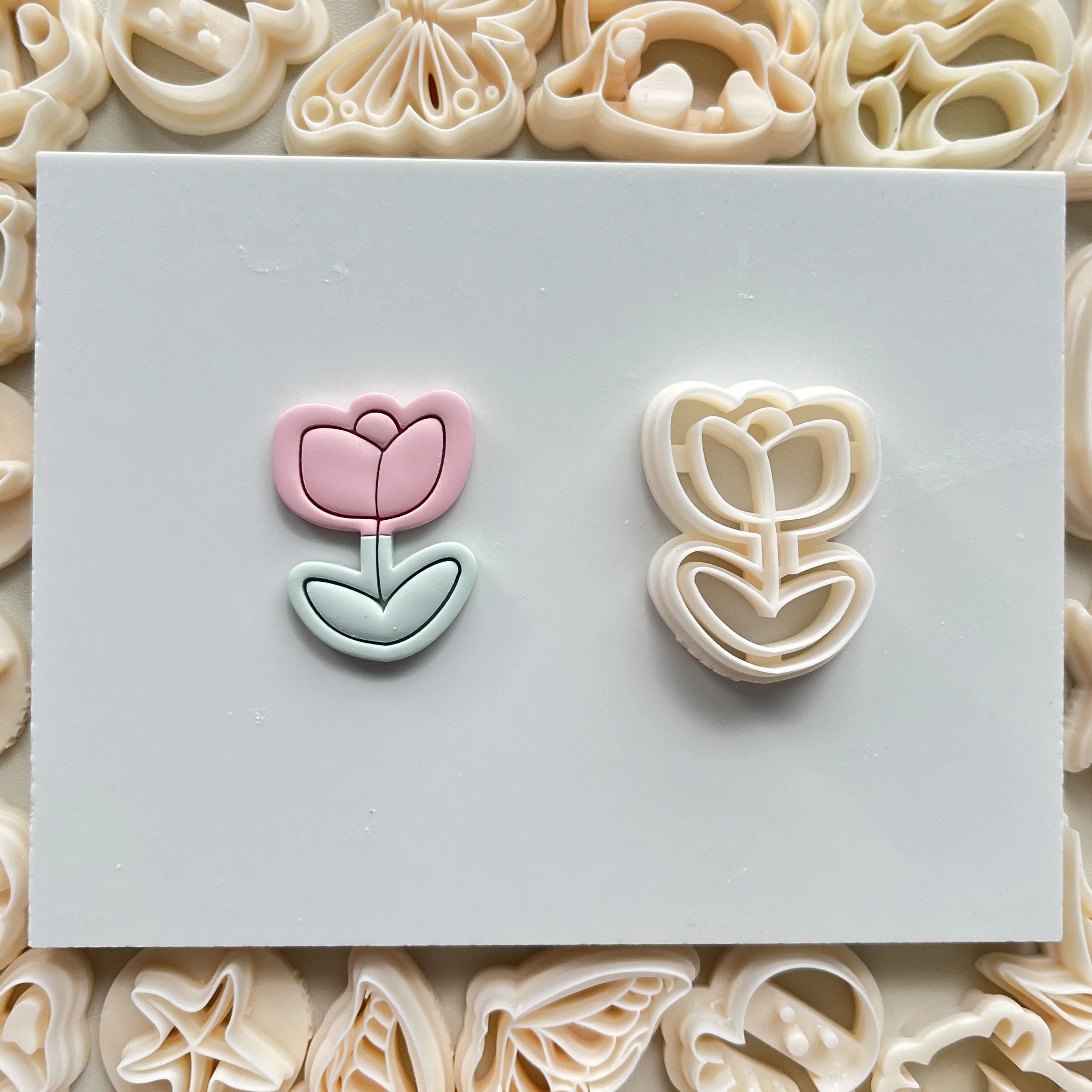 Große Tulpen blume geformte weiche Keramik Tonform Schneiden Ton Schneid formen für DIY Ohrringe Schmuck herstellung – Detail 6