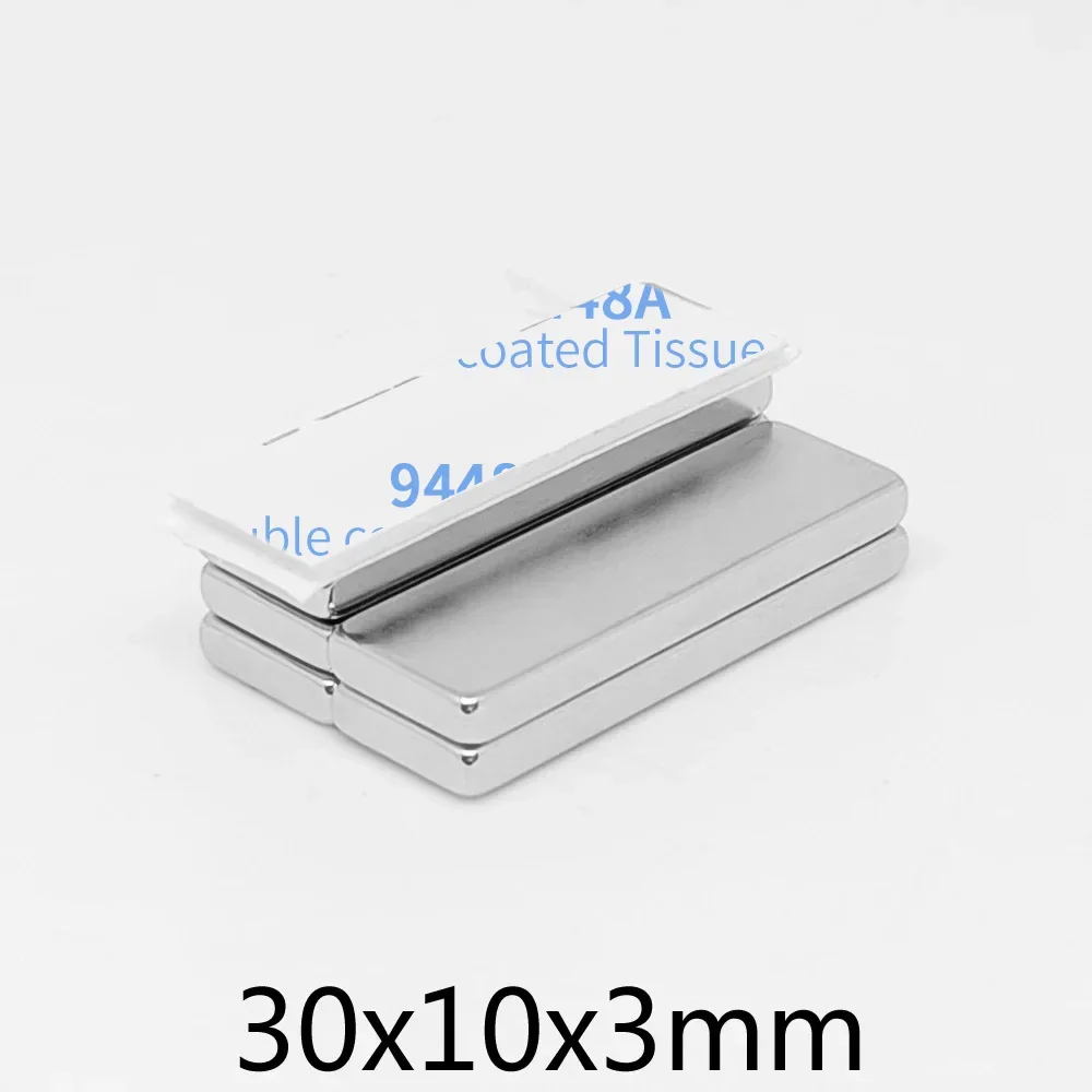 30x10x3mm Block Strong Powerful Magnet Two Side With 3M Tape 30*10*3 Sheet Permanent Neodymium Magnet 30x10x3