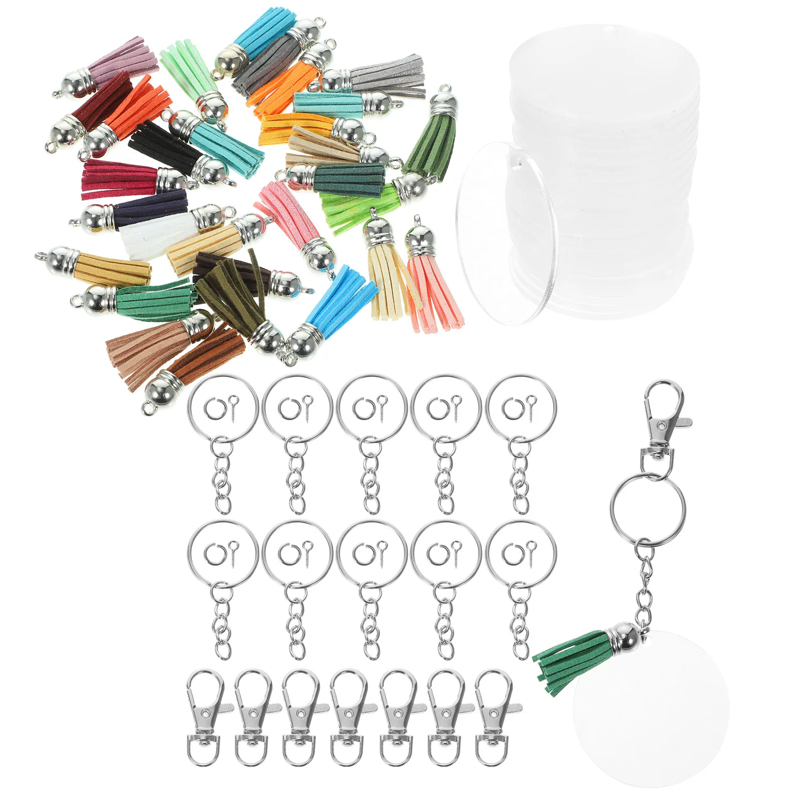 

1 set Acrylic Keychain Set Blank DIY Decorative Pendant for Crafts Sublimation Tassel Portable Key Ring Blanks Stylish Durable