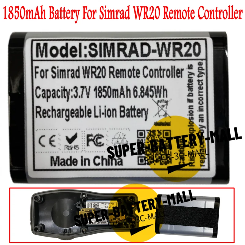 

Replacement for Simrad WR20 Remote Controller Repair Parts WR20 1850mAh Battery