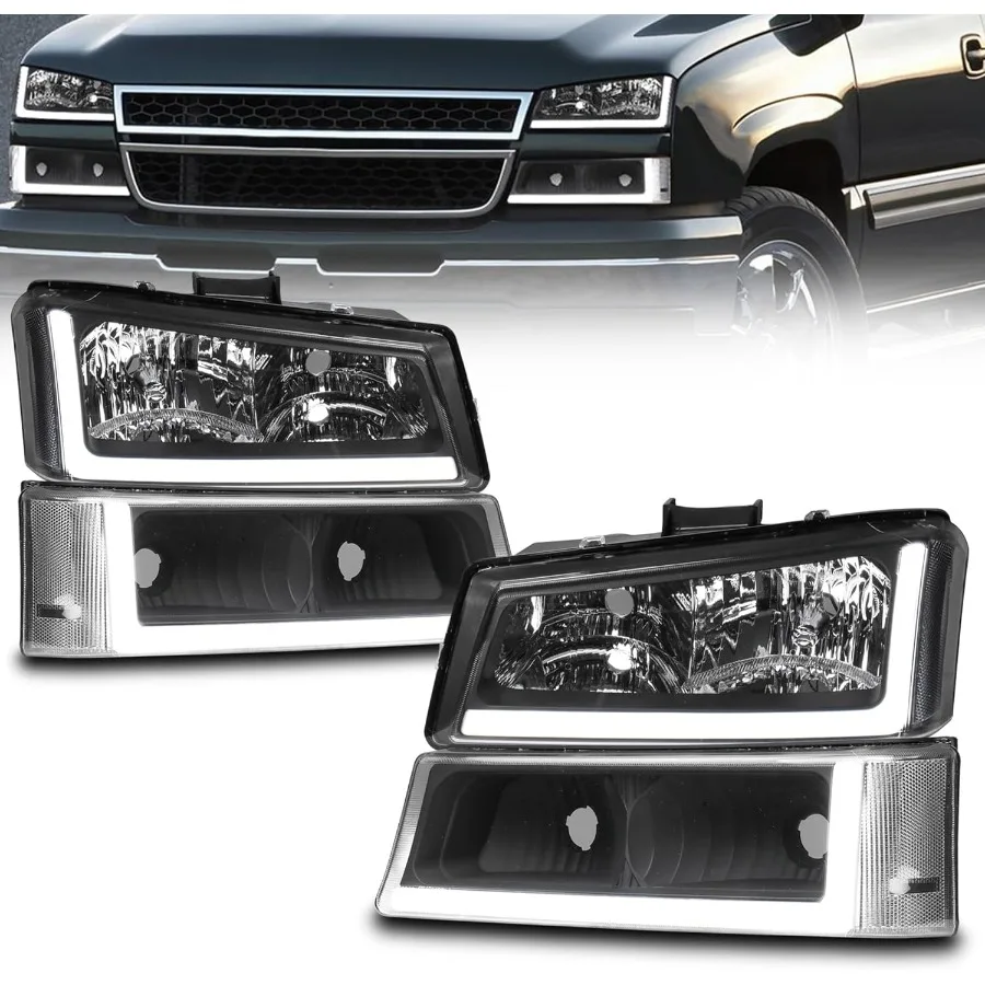 

Headlight Assembly Led DRL Compatible for 20032006 Chevy Silverado 1500 1500 HD 2500 HD and 0407 Silverado Hybrid Front Lamp wi