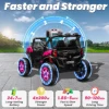 여아용 장난감 자동차, 긴 내구성 배터리 전원 포함, 2WD/4WD 전환 가능 오프로드 UTV, 3 단 원격 제어, 24V XL 2 인승 승차 5