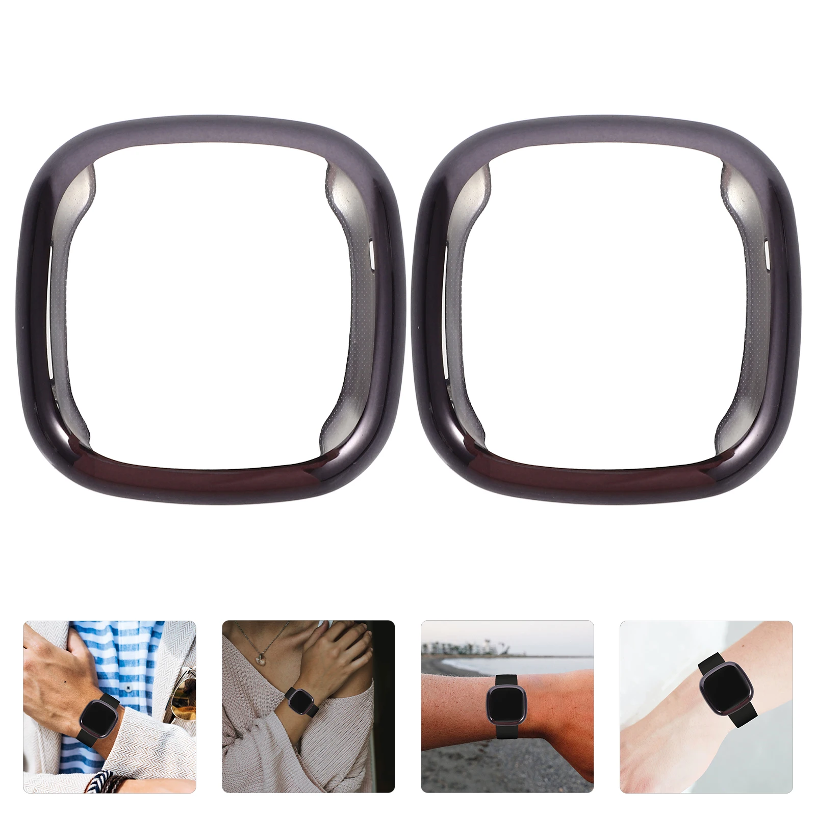 

2pcs Watch Protective Case Tpu Scratch Resistant Lightweight Simple Design For Versa3 Sense Smartwatch Cases Protector