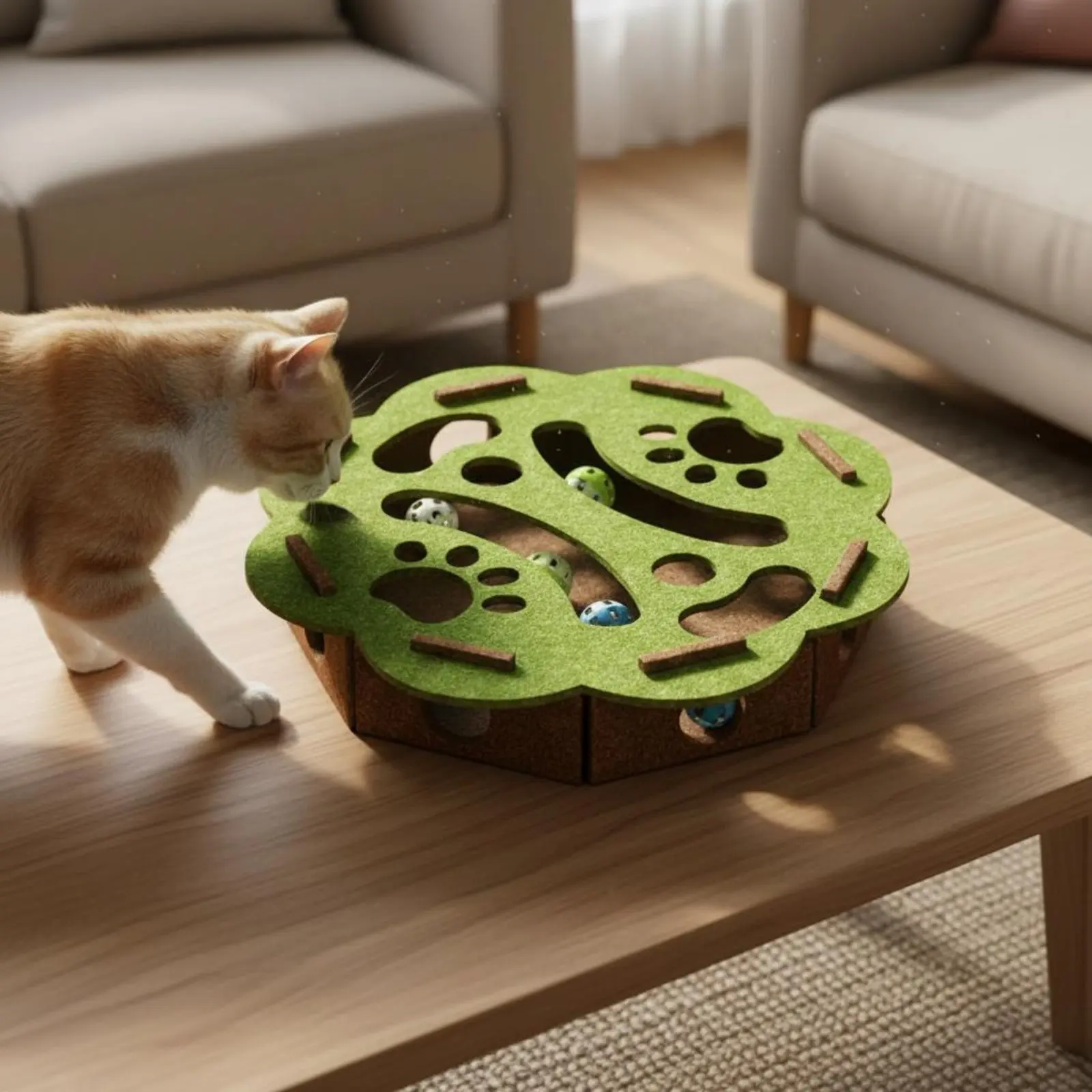 

Felt Feline Maze Toy Boredom Relief Interactive Maze Toy Feline Challenge Box Non Materials for Kittens