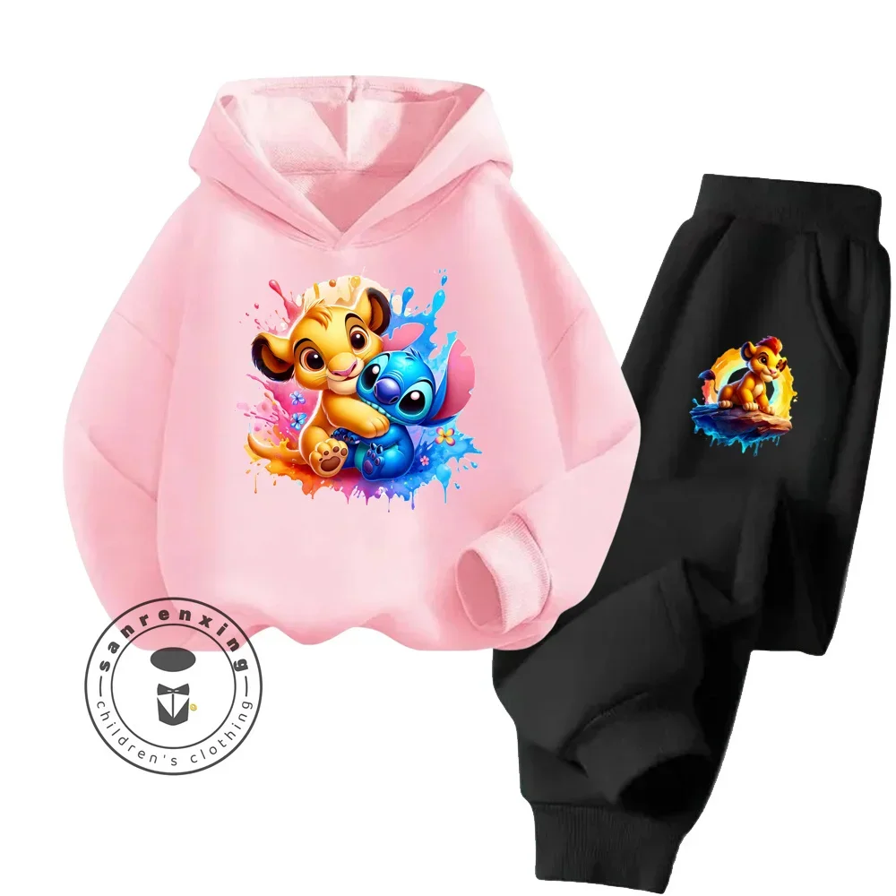 The Lion King Set di pantaloni con cappuccio a maniche lunghe in puro cotone disegni di cartoni animati perfettamente morbidi per bambini autunno