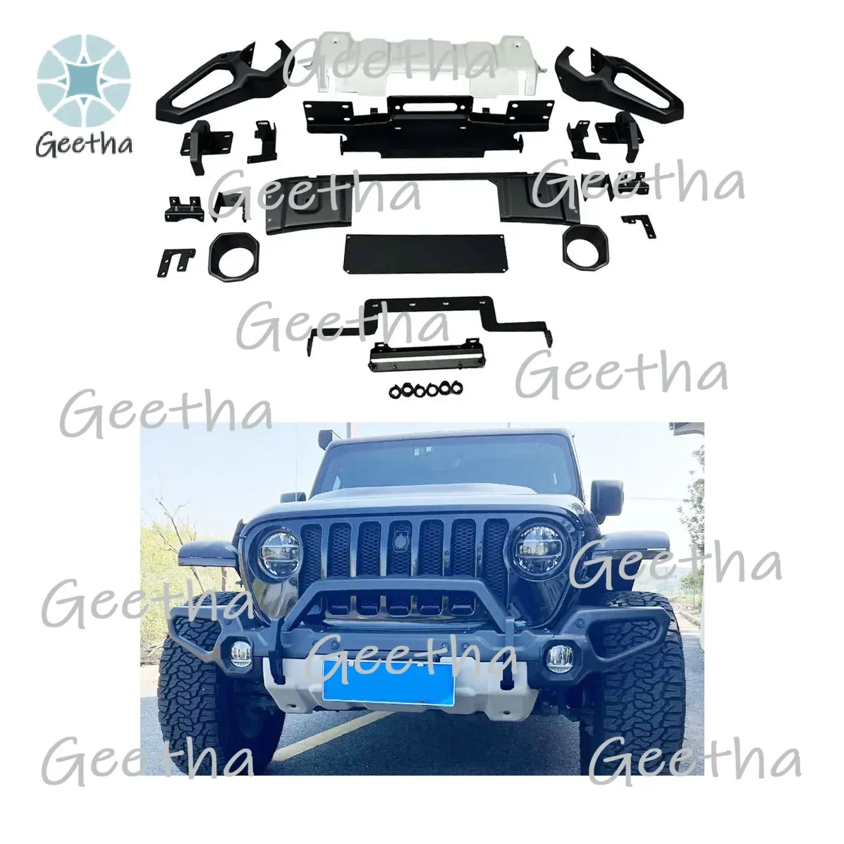 

FORoff Road Bumper RR Front Bumper For Jeep For Wrangler JL 2018+ Steel Front Guard For Jeep Rr Bumper Lantsun