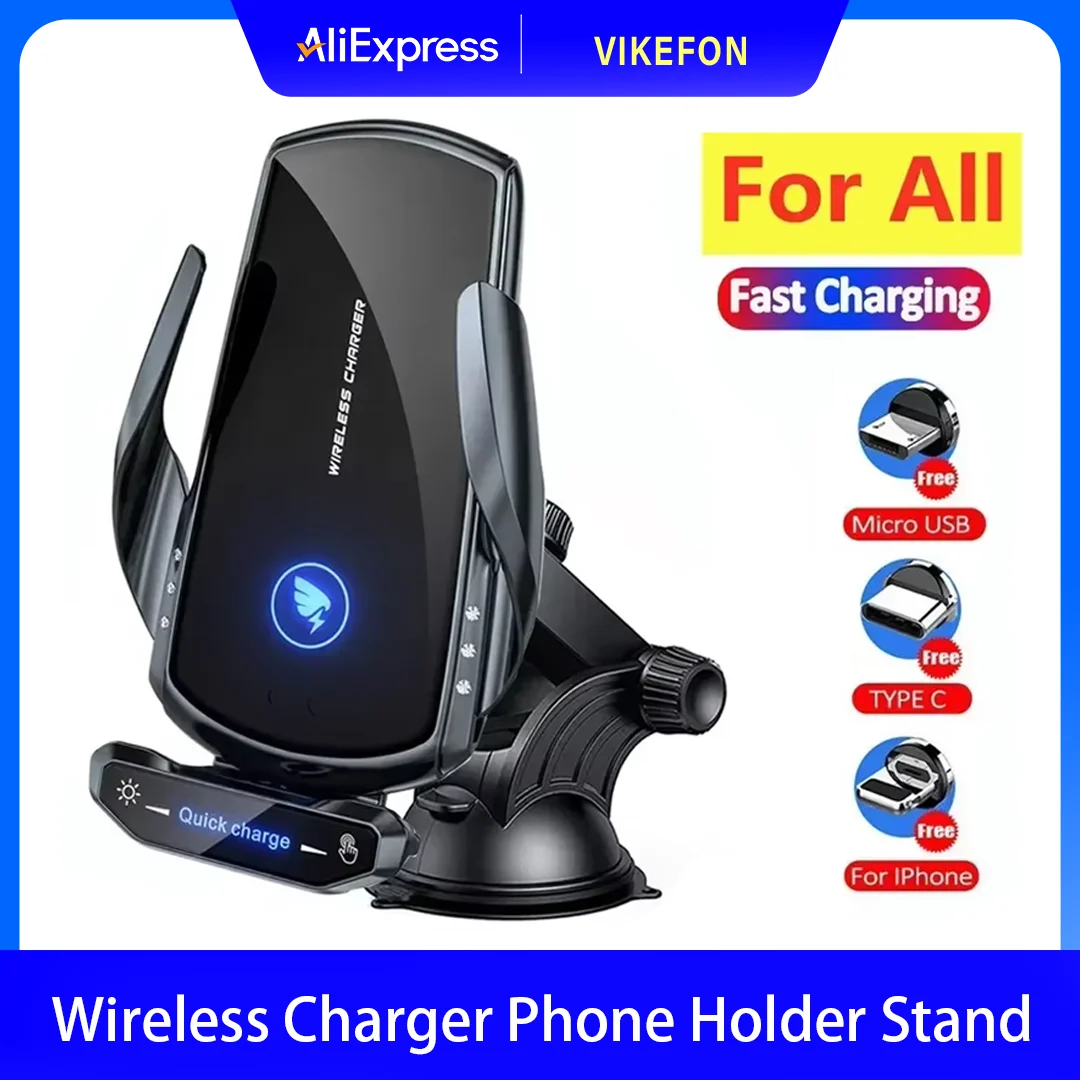 Wireless Charger Car Phone Holder Stand 15W Fast Charging Station For iPhone 18 17 16 15 Samsung Magnetic Wireless Car Charger