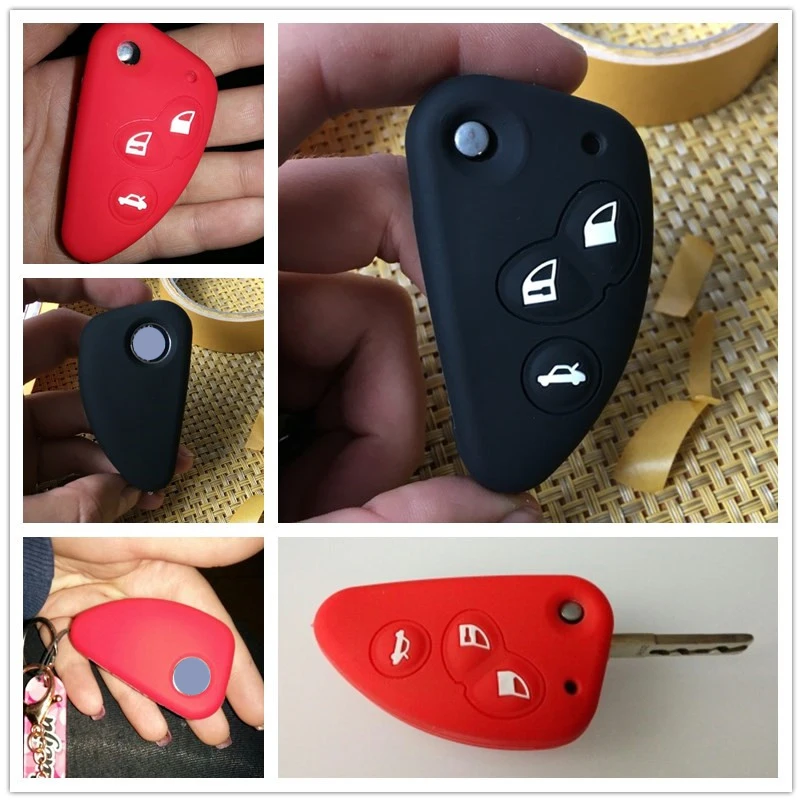 3 Button Silicone Remote Flip Key Cover Case Fob Fit For Alfa Romeo 147 156 166 Gt Jtd Ts Shell Styling Holder Protector