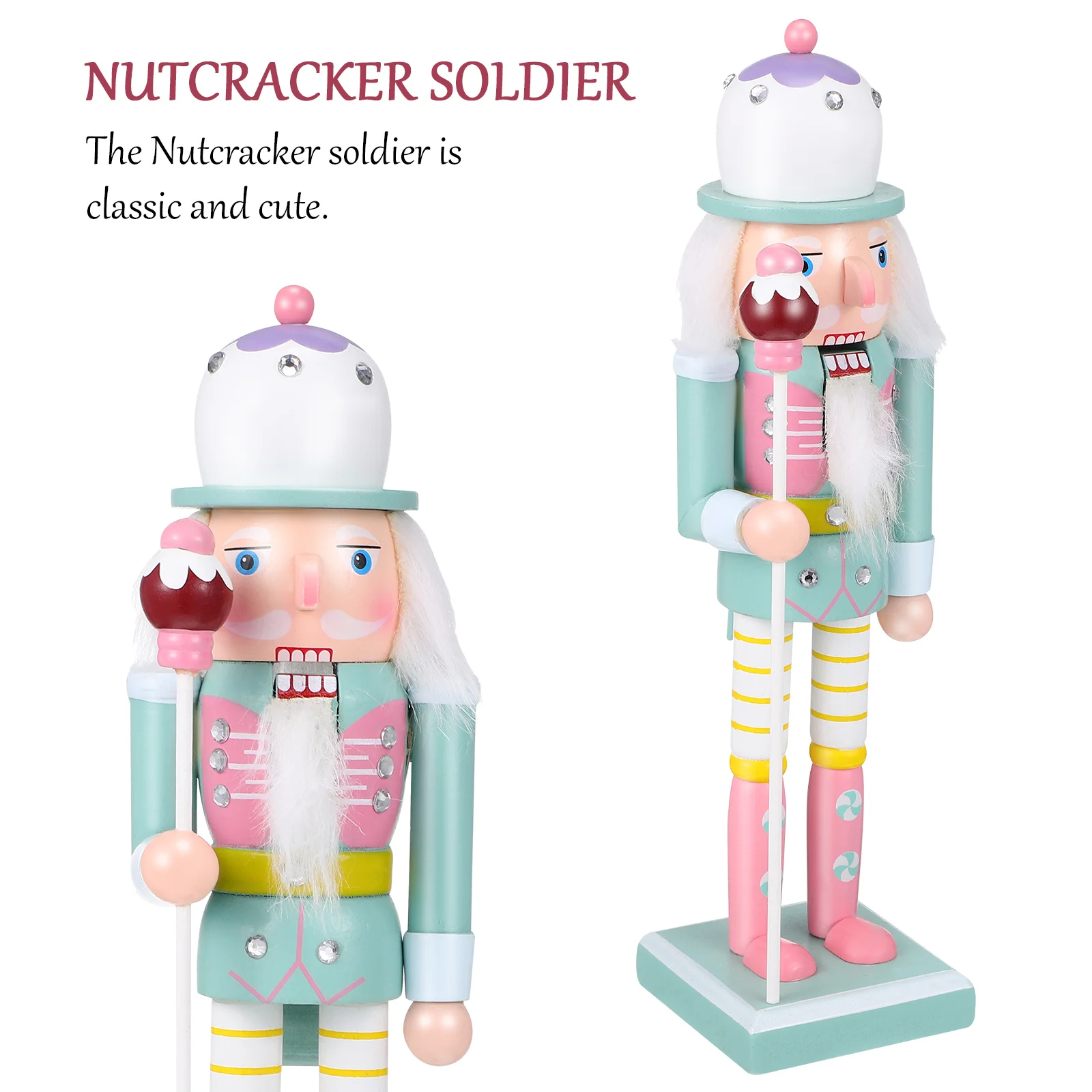 Christmas Dining Table Decor Nutcracker Soldier Wood Toy Office Small Wooden Kids Child