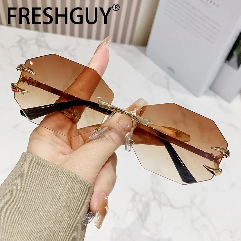 FRESHGUY Fashion Women's Frameless Cut Edge Women's Sunglasses High-end Fashion Devil Claw Frame Sunglasses