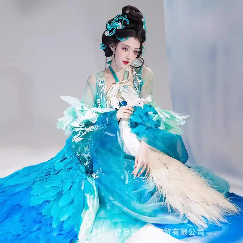 Super Fairy Ancient Costume Different Color Women's Han Chinese Clothing Machine Embroidery Dress Terminus Skirt Traditional