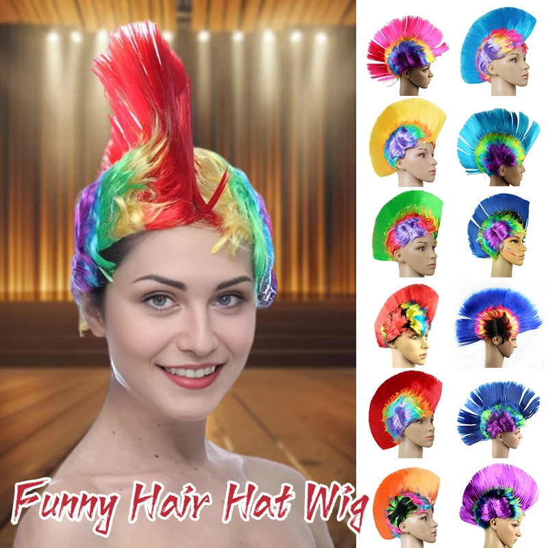 

Clown Fans Dance Headwear Halloween Carnival Wig Birthday Party Funny Hair Hat Accessor Dance Headdress Disco Primitive Headwear