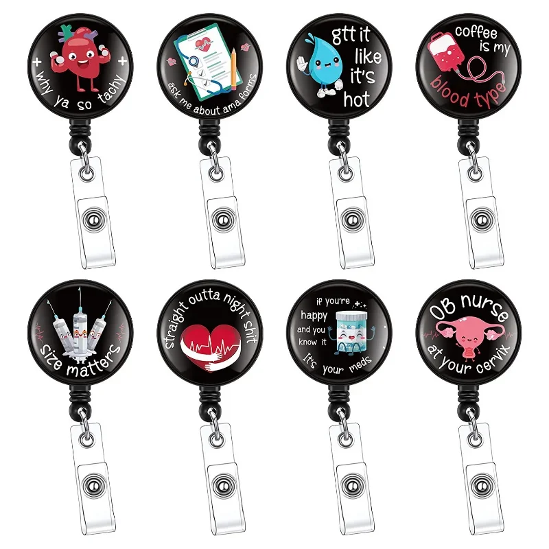 

1pc Retractable Hospital Doctor Nurse Name Badge Reel ID Tag Working Permit Clip Cartoon Staff Workers Pass Work Card Reels