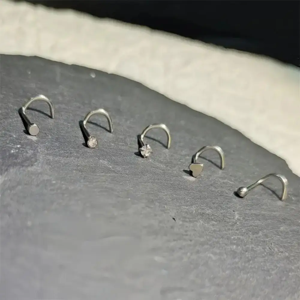 5 قطعة أقراط الفولاذ المقاوم للصدأ ، فسيفساء الماس على شكل قلب ، Y2K نمط الاصطناعية زركونيا مكعب ، غير المغناطيسية مشبك ، للجنسين